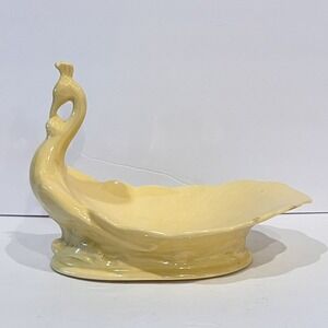 Vintage‎ Yellow Swan Dish Trinket Ring Soap Candy Bowl Signed Mid-Century MCM